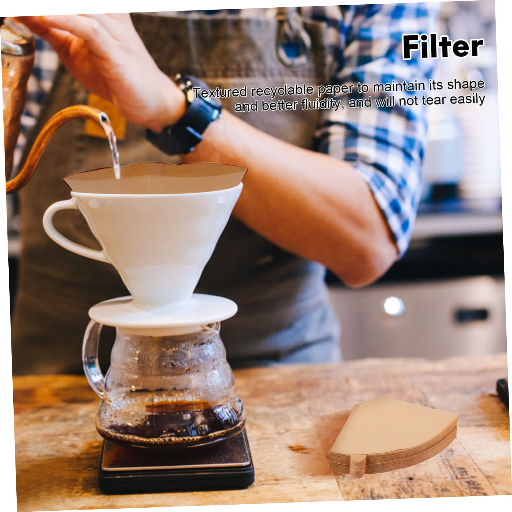 Filtro de Café de Papel Cónico 200 Piezas de Pulpa de Madera