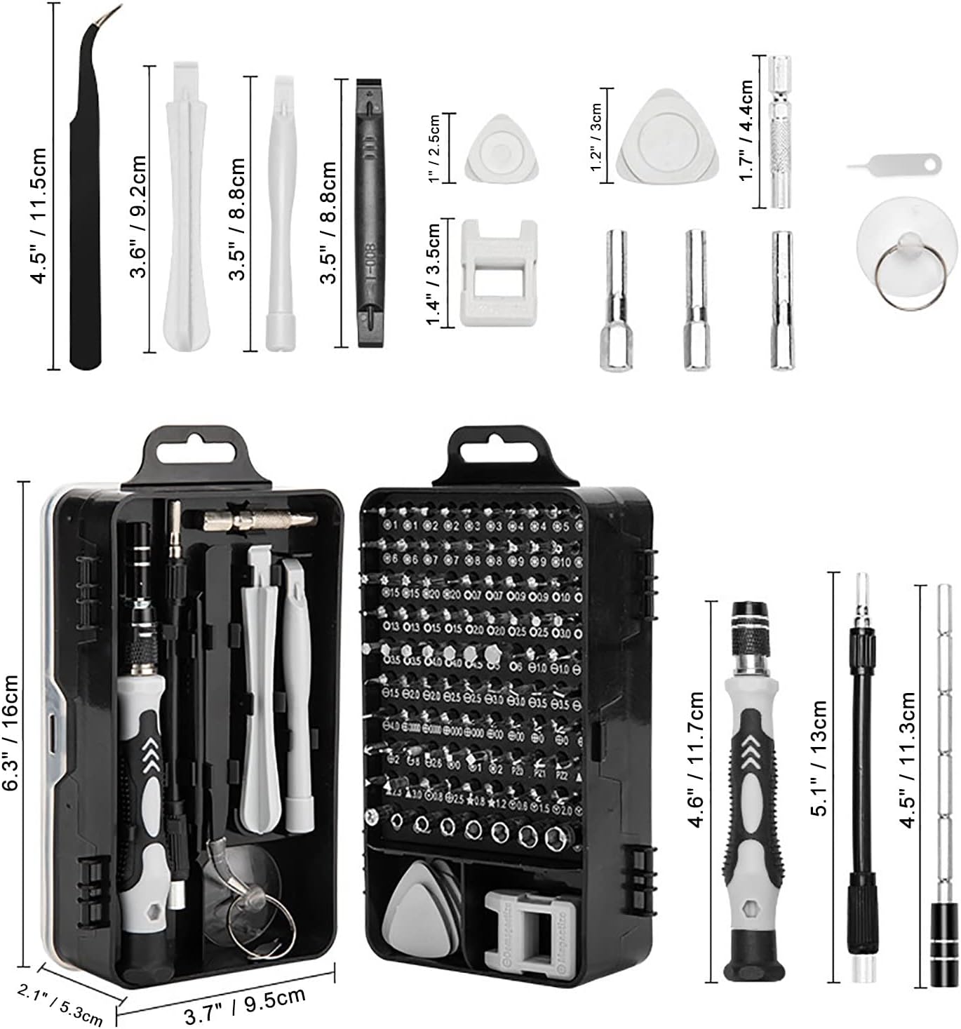 Mini Precision Screwdriver sets,Sinyiol 115 in 1 Repair Tool Kit to Fixing Phone Laptop PC Camera Electronic Watches Glasses,Switch，game consoles ，Magnetic Driver Kit with Flexible Shaftl
