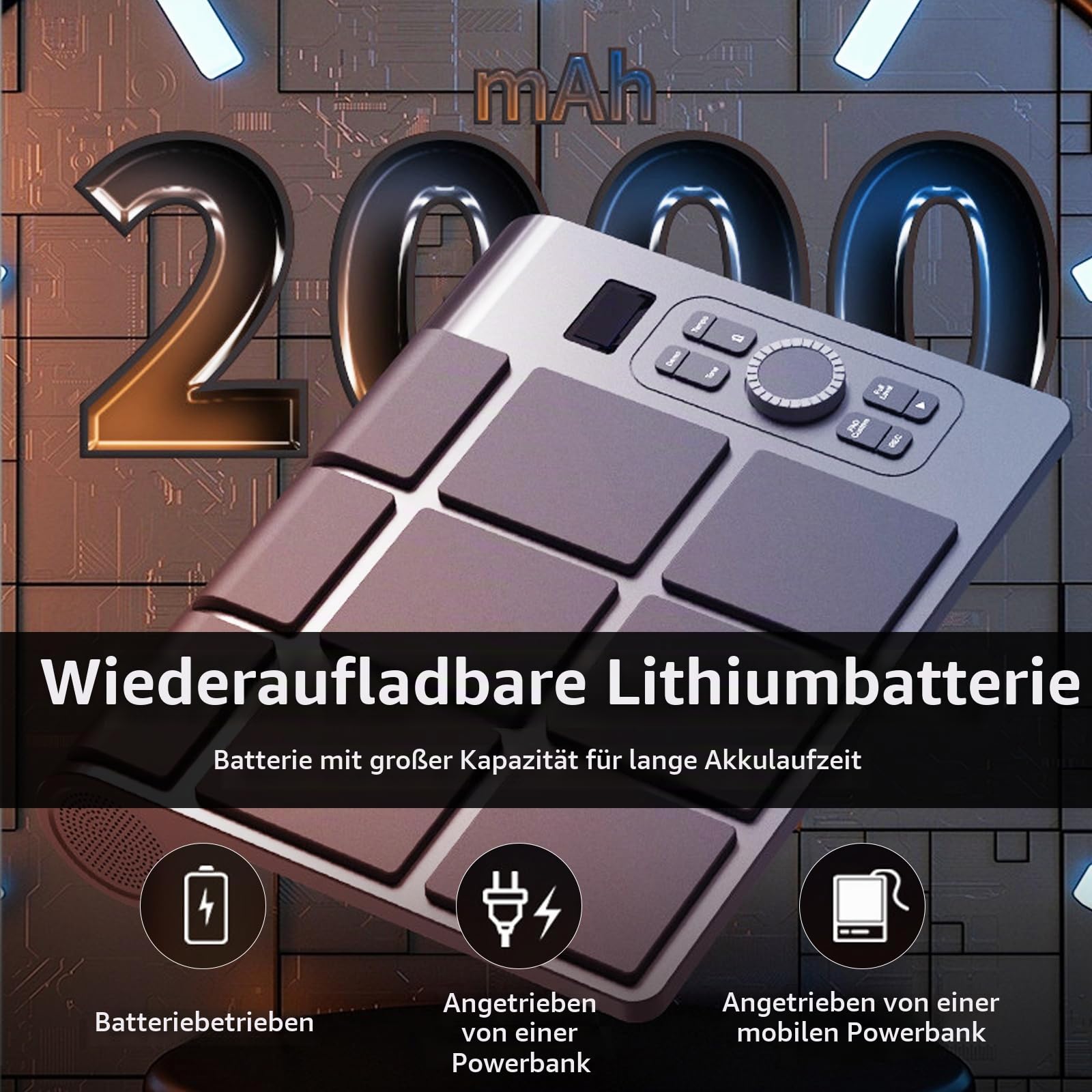 Schlagzeug Elektronisch, Schlagzeug Kinder Tragbares 9-Pad Digitales E Drum Set BT MIDI Verschiedene Audioverbindung LCD-Display Einstellbare Empfindlichkeit Elektrische Schlagzeug mit Drumsticks