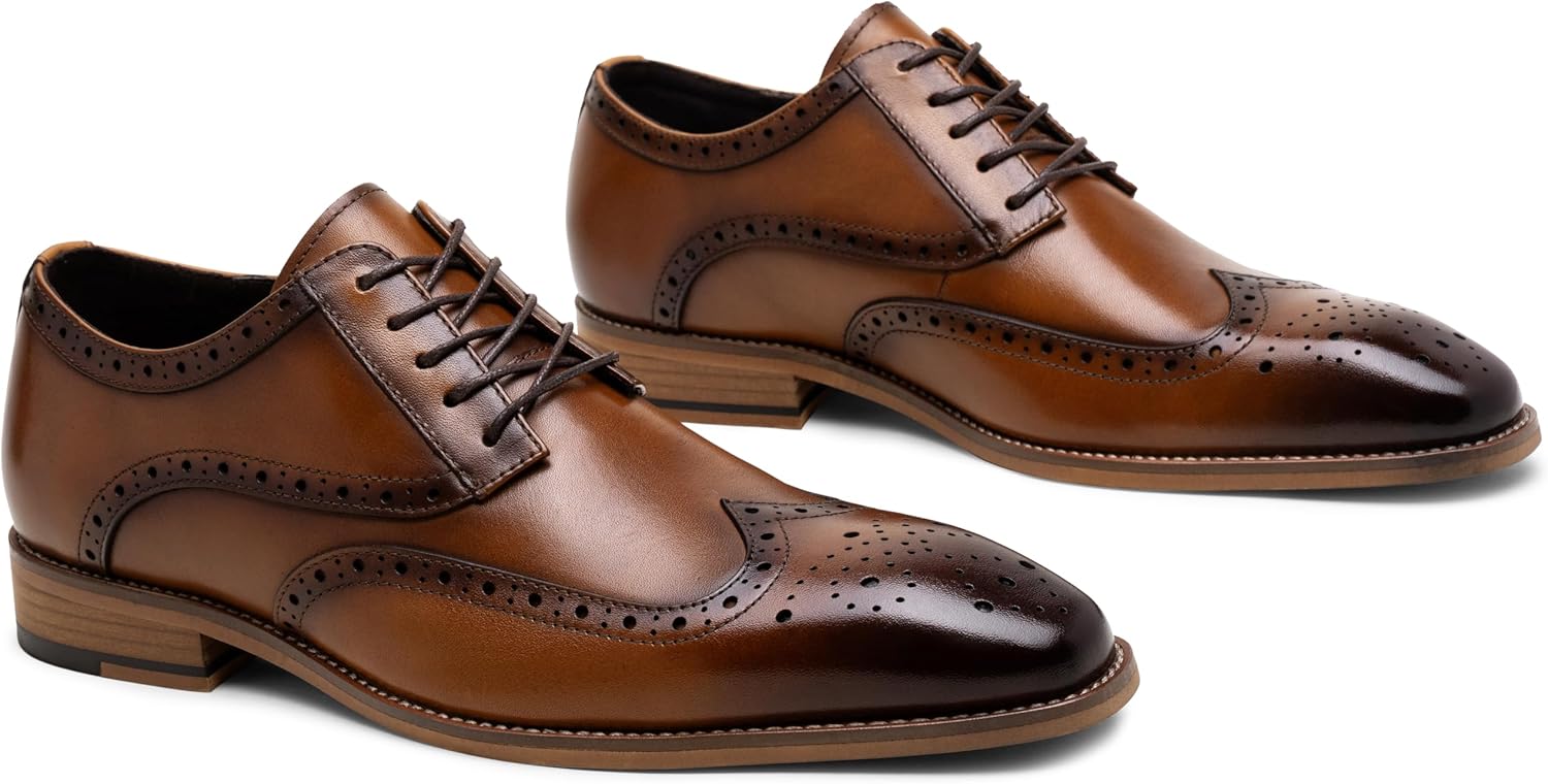 Jousen Mens Dress Shoes Leather Oxford Derby Shoe Formal Brogue Wingtip Dress Shoes for Men - Image 7