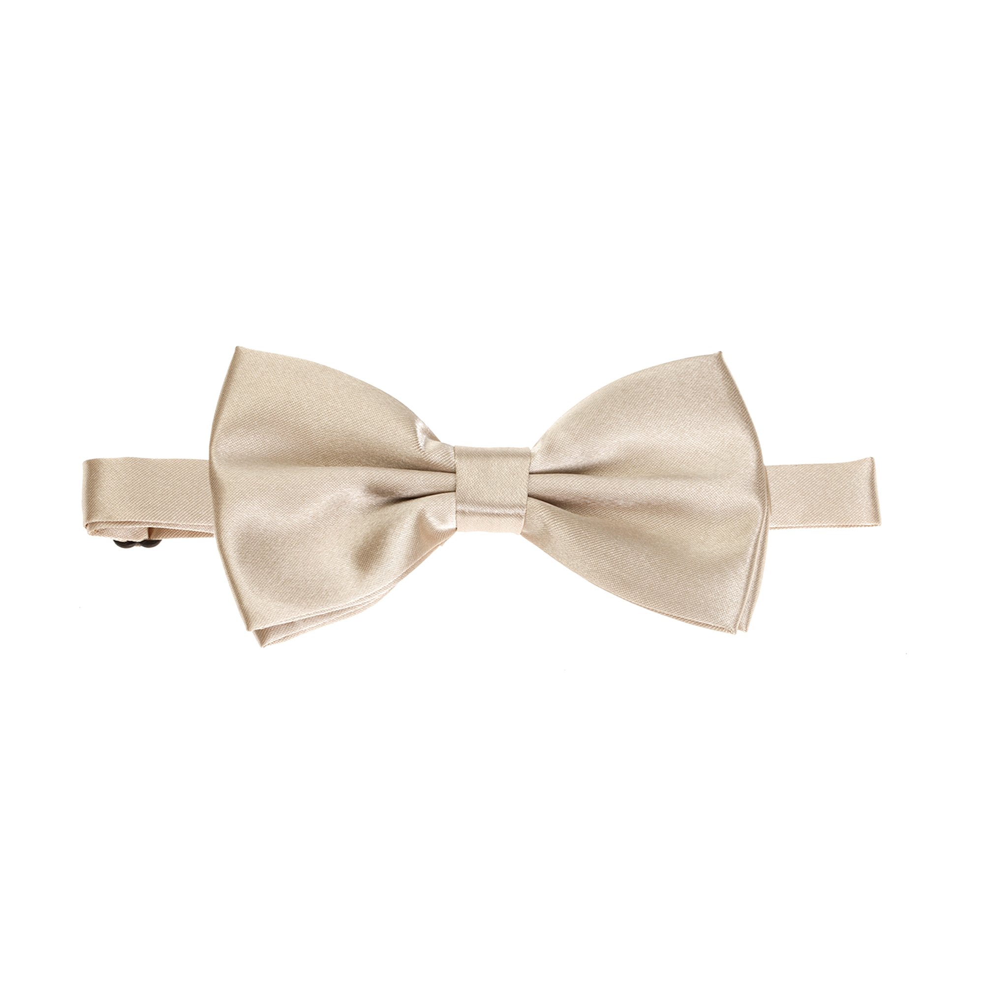 Pre-tied & Adjustable Satin Solid Colour Classic Plain Bow Tie (Champagne)