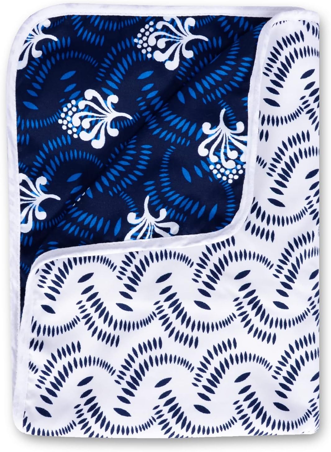 Divine Casa 120 GSM Microfibre Reversible Soft Lightweight Floral Printed Double Bed AC Dohar Blanket for Mild Winter - Navy Blue (Size 205 x 220 cm or 81 x 87 inch)| TC - 120