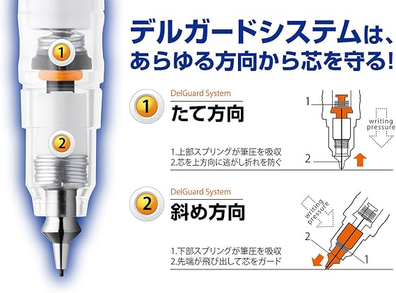 Zebra DelGuard 0.5mm Lead Mechanical Pencil, White Body (P-MA85-W)