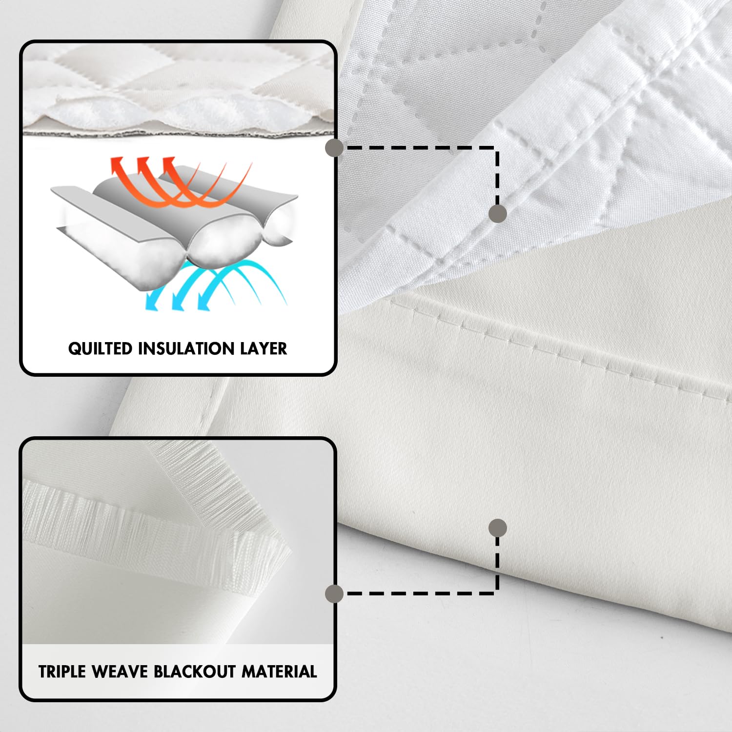MIULEE Thermal Door Curtain for Winter Heavy Duty 52x69 Inch, Eyelet Blackout Thermal Curtain with Thick Quilted Lining - Image 3