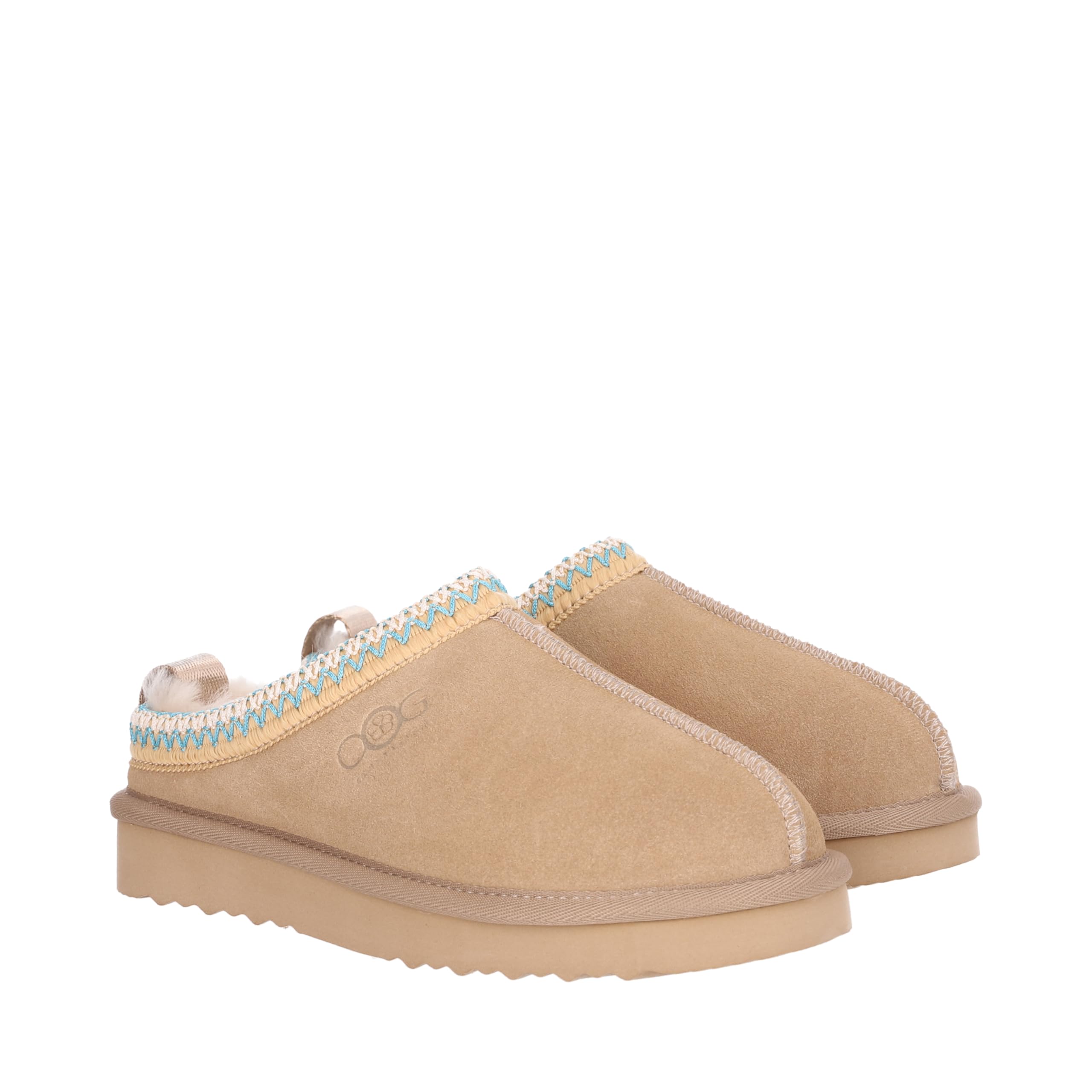 OOG Damen Winter Wärme Hausschuhe mit Echt-Leder, Winter, Memory Foam, Plüsch, Warm, rutschfeste Slippers House Slippers in Beige 39 EU
