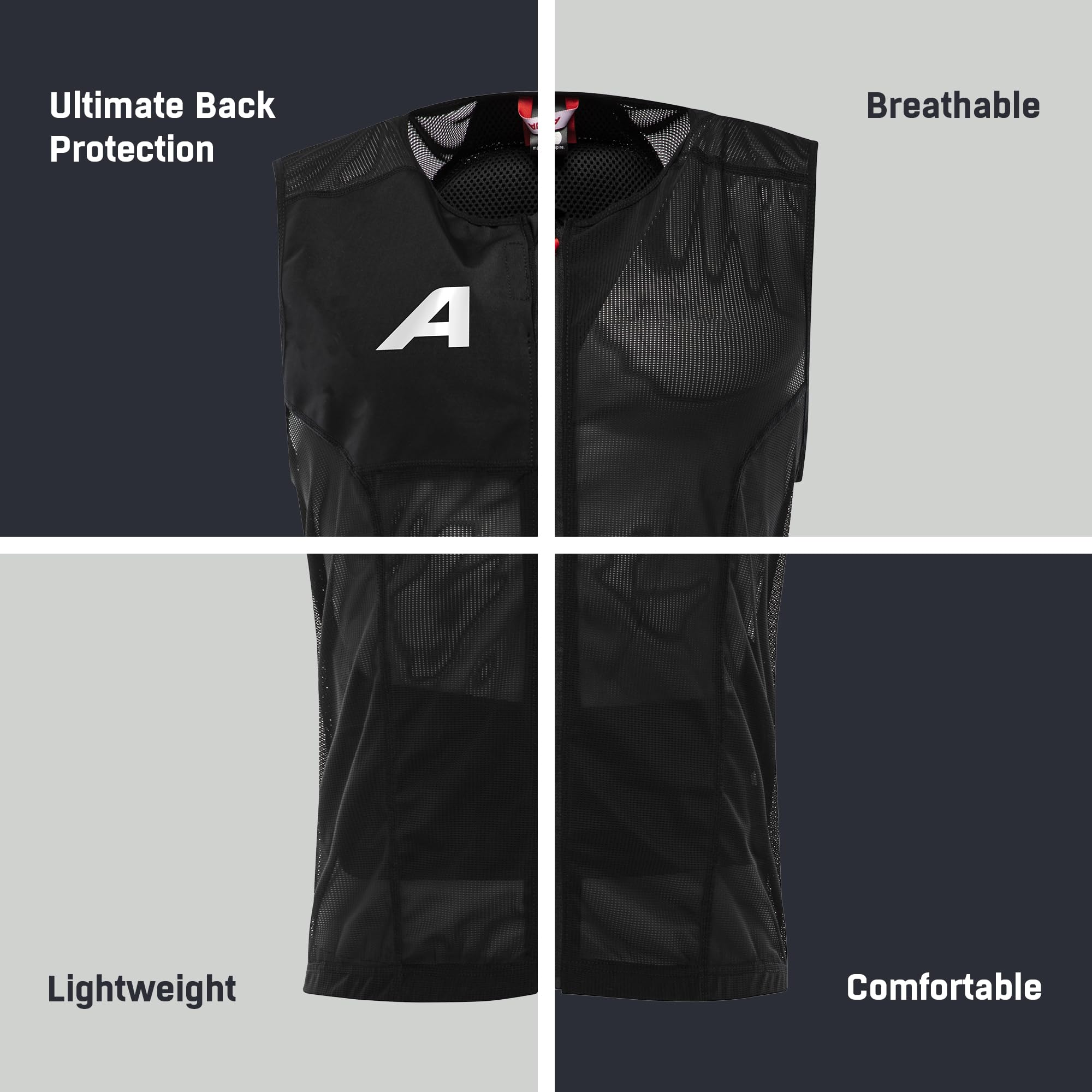 ALPINA Prolan Men Vest Rugbeschermer van schapenwol, flexibel, ademend en individueel instelbare rugbeschermer voor heren