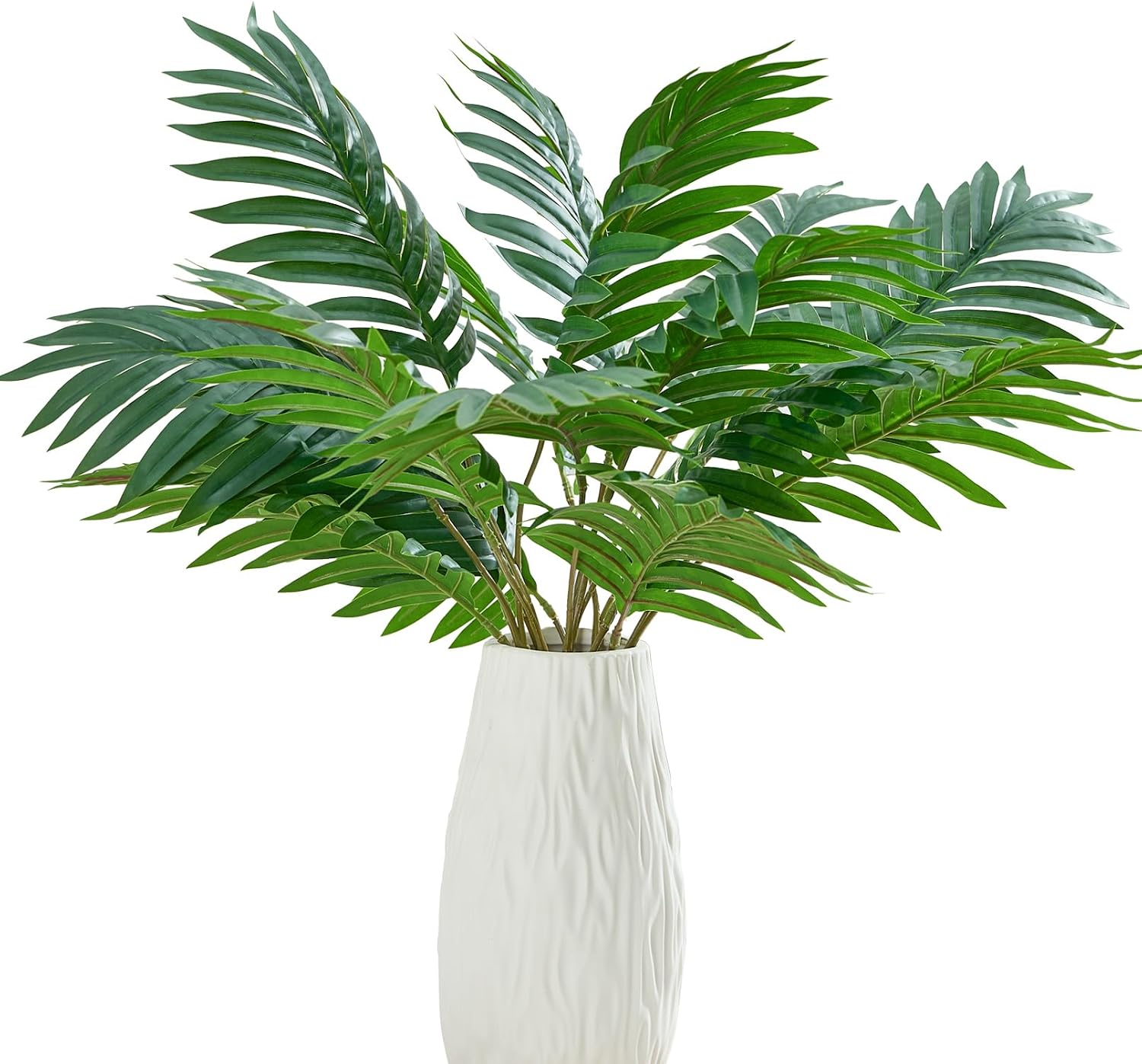 Heleze 5 Pcs Artificial Palm Branches, 24" Faux Greenery Stems with 15 Fake Tropical Plants Areca Palm Leaves for Sunday Vases Floral Arrangement Wedding Jungle Party Decorations