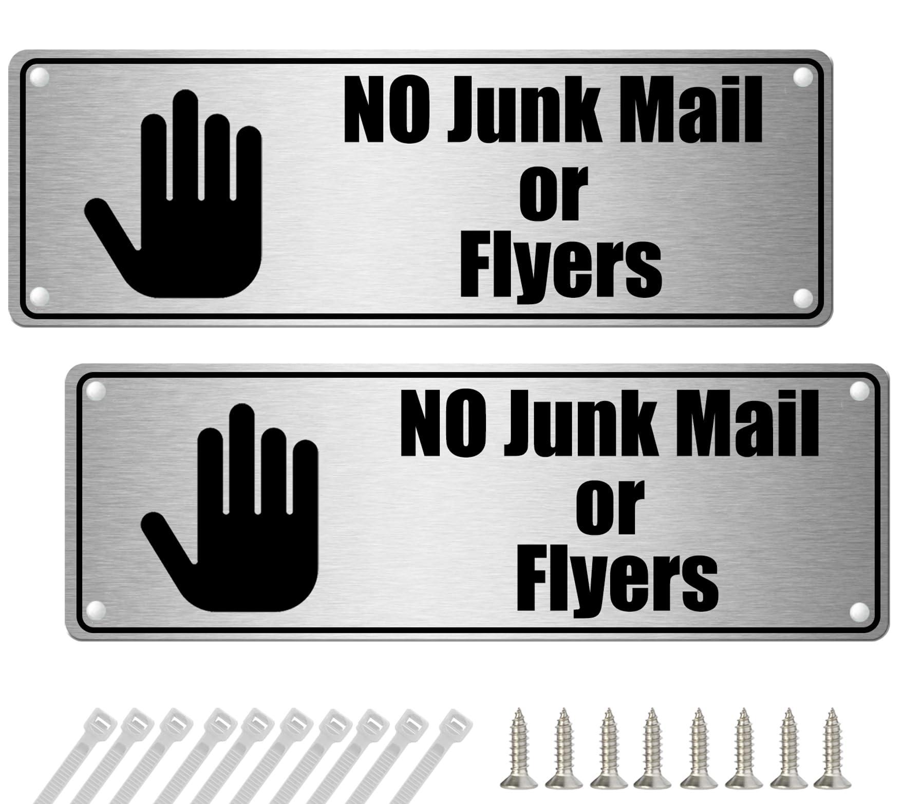 YitlaNo Junk Mail Sign for Front Door,2pcs 15x5cm Aluminum Self-adhesive No Cold Callers,Canvassers, Sales Sign (15X5cm B)