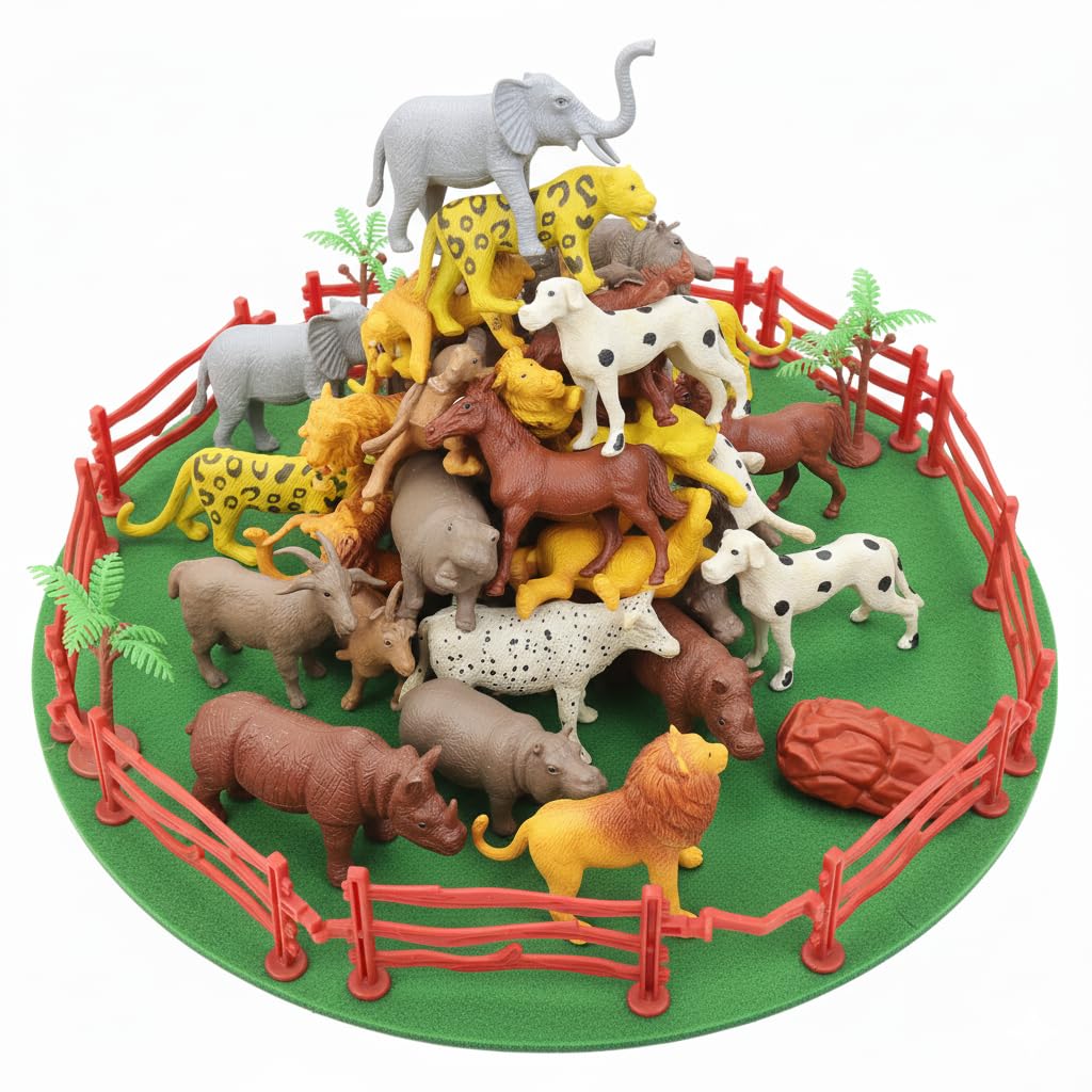 ZESTHOME Animal Toys for Kids | Jungle & Zoo Animal Figurine Set with Accessories | 6–8 cm Realistic Figures | Educational & Pretend Play Toy for Boys & Girls (Ages 2+) | 17-Piece Set-image-19