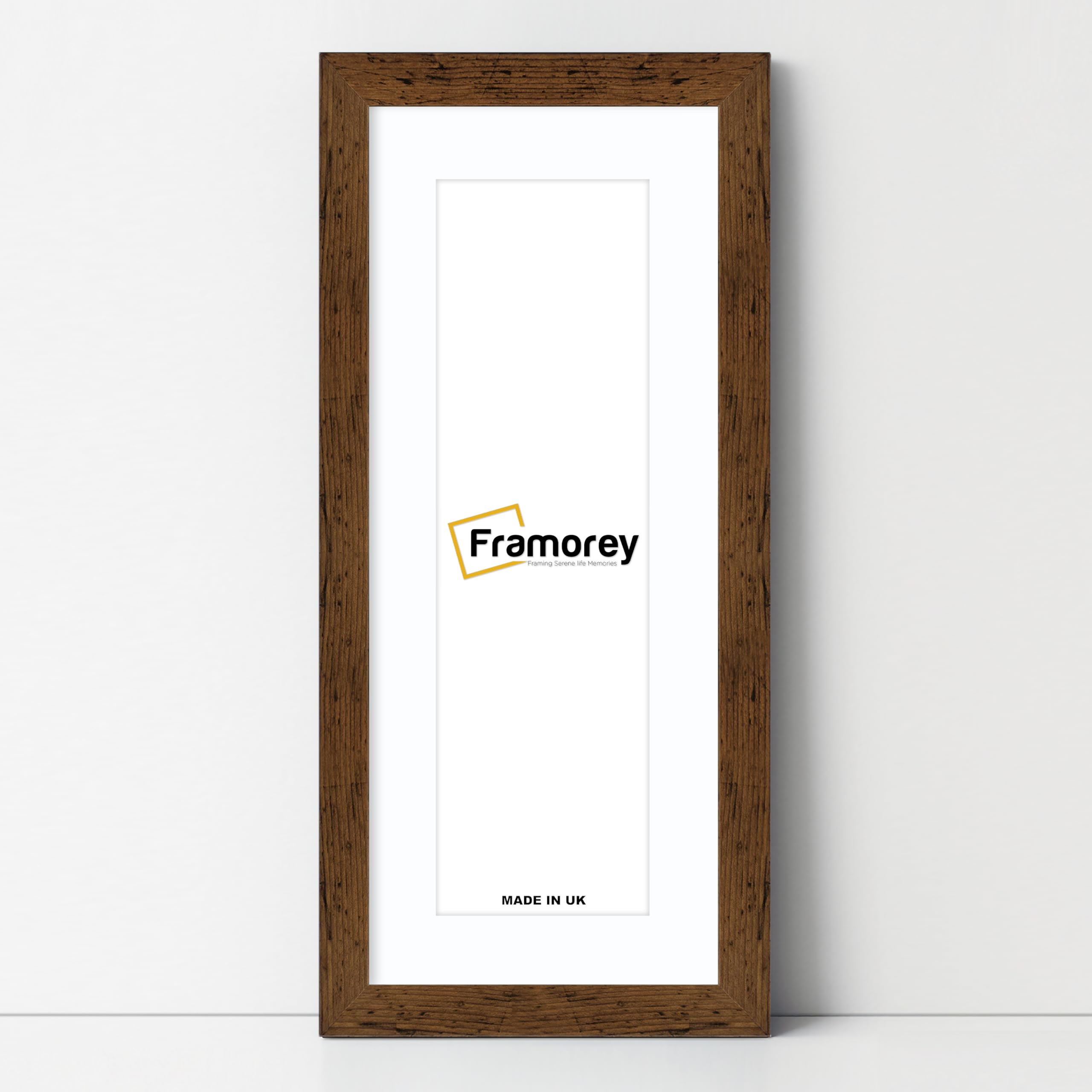 FRAMOREY Panoramic Style, Oxford Flat Wooden Effect Picture Frame, 20x12" Size Rustic Oak Photo Frame With 16x8" Size White Mount, Handmade Frame, Wall Art Hanging Frame, Best Home Decor Frames
