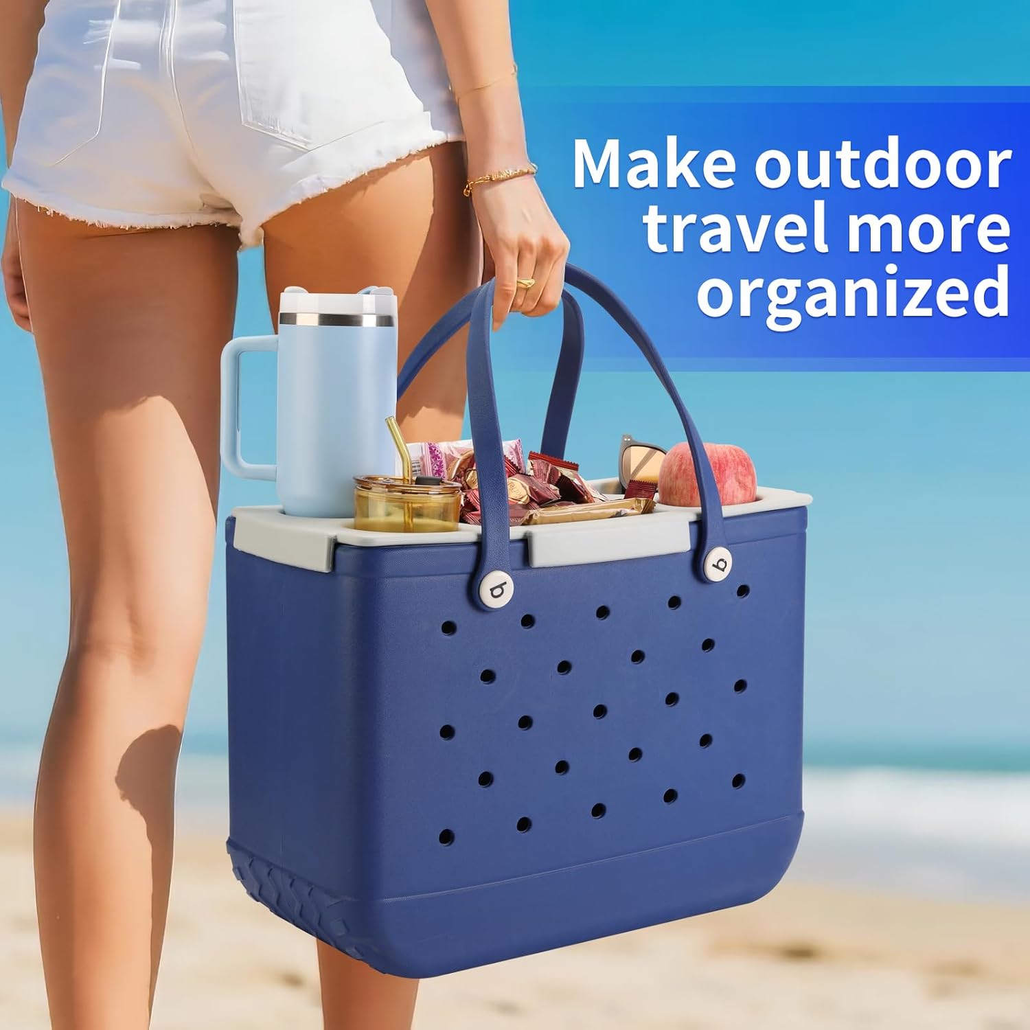 Topper Tray for Bogg Bag Accessories,Cup Holder Phone Holder Top Table Organizer for Original XL Bog Beach Tote Bag