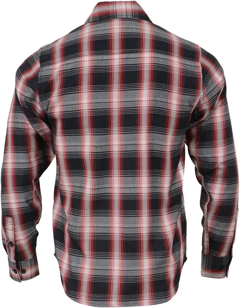 Milwaukee Leather MNG11659 Men's Black and White with Red Long Sleeve Cotton Flannel Shirt - Image 3
