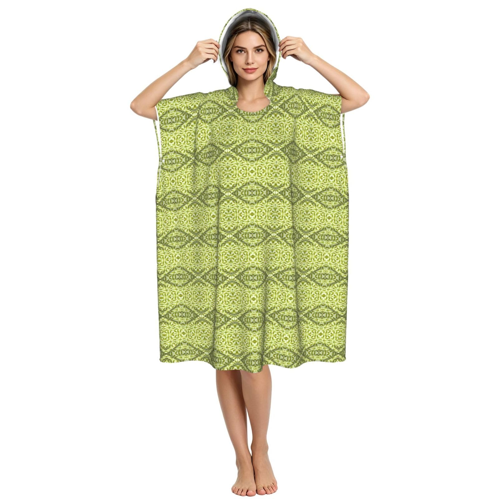 Yyoretp Sushi Dill Pickles Print Surf Poncho Changing Towel Swim Robe Hoodie Quick Dry Terry Cloth Swimming Cover Up