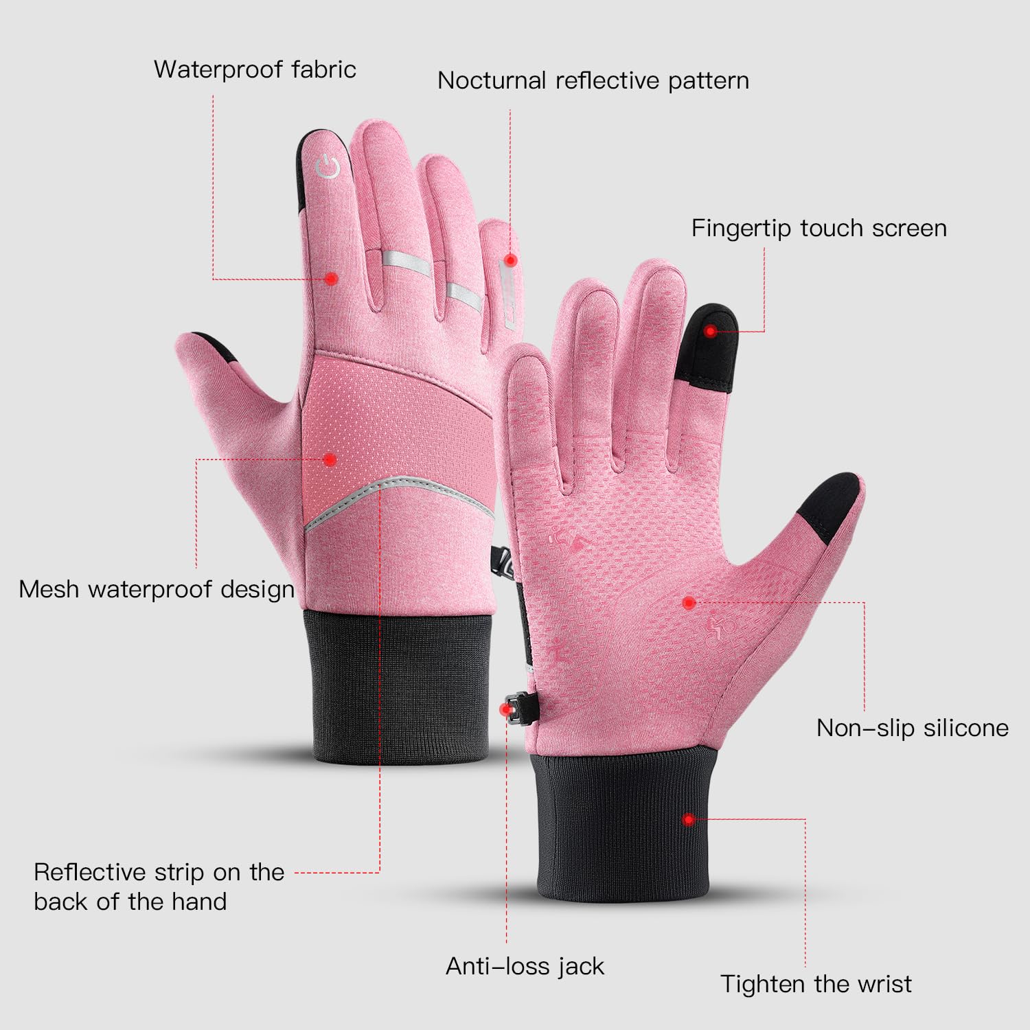 Guantes térmicos de invierno para mujer y hombre con dedos para pantalla táctil, agarre antideslizante para correr, trabajar, enviar mensajes de texto, conducir