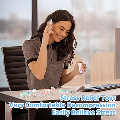 Miniatura 7 de Juguete para ansiedad con teclado, 2 piezas de teclado silencioso Fidget Toys Clicker Fidget Llavero Fidgets para adultos Alivio del estrés Ansiedad