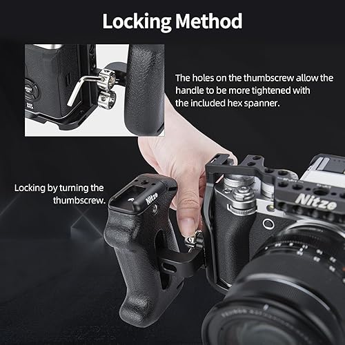 Miniatura 5 de Nitze Mango lateral con tornillos de 14 pulgadas, mango lateral de cámara para jaula de cámara, jaula de monitor, arribaabajo e izquierdaderecha