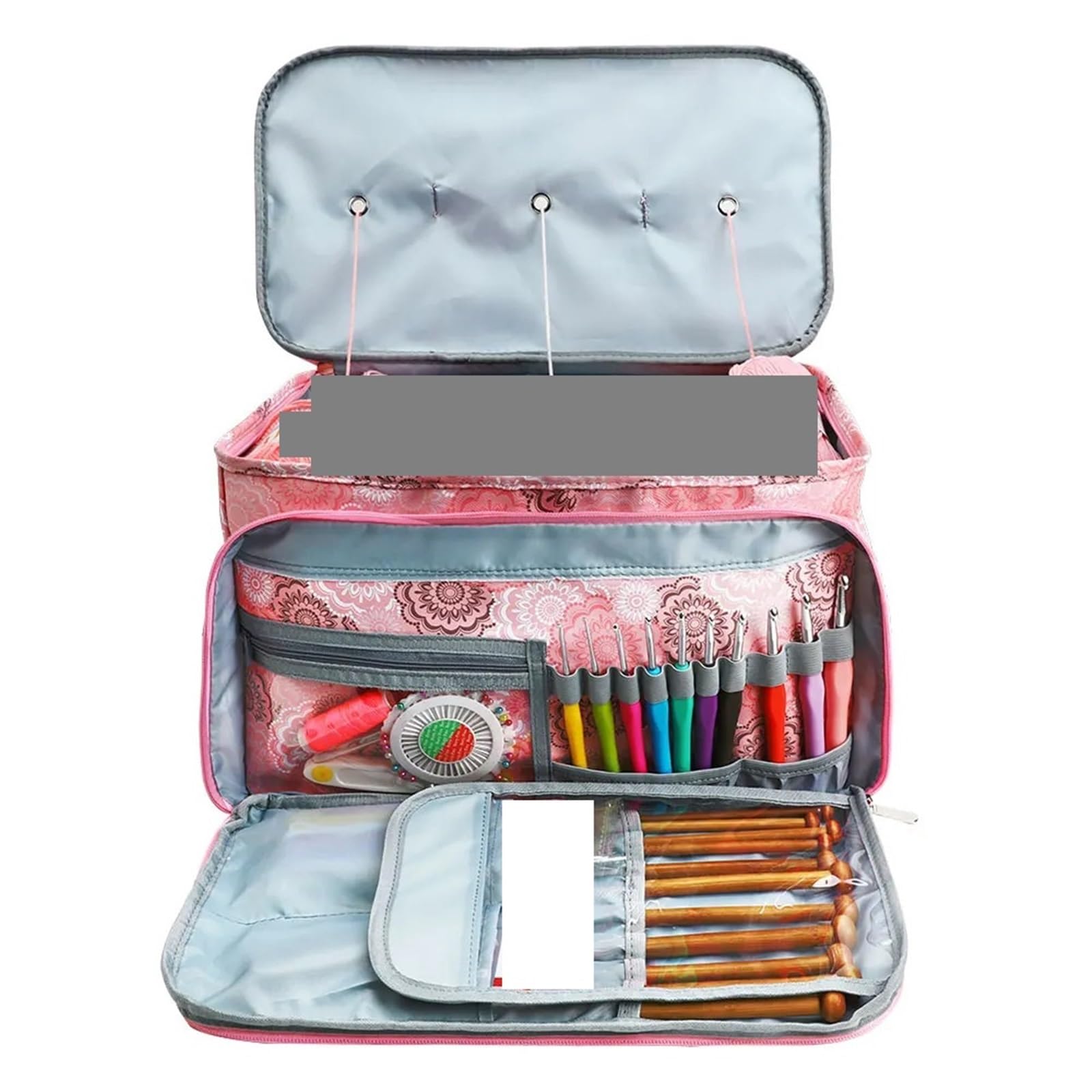 projekttasche für strickzeug Durable and Portable Yarn Storage Bag – A Craft Organizer with Compartments für Wolle und Strickzubehör(Yellow)