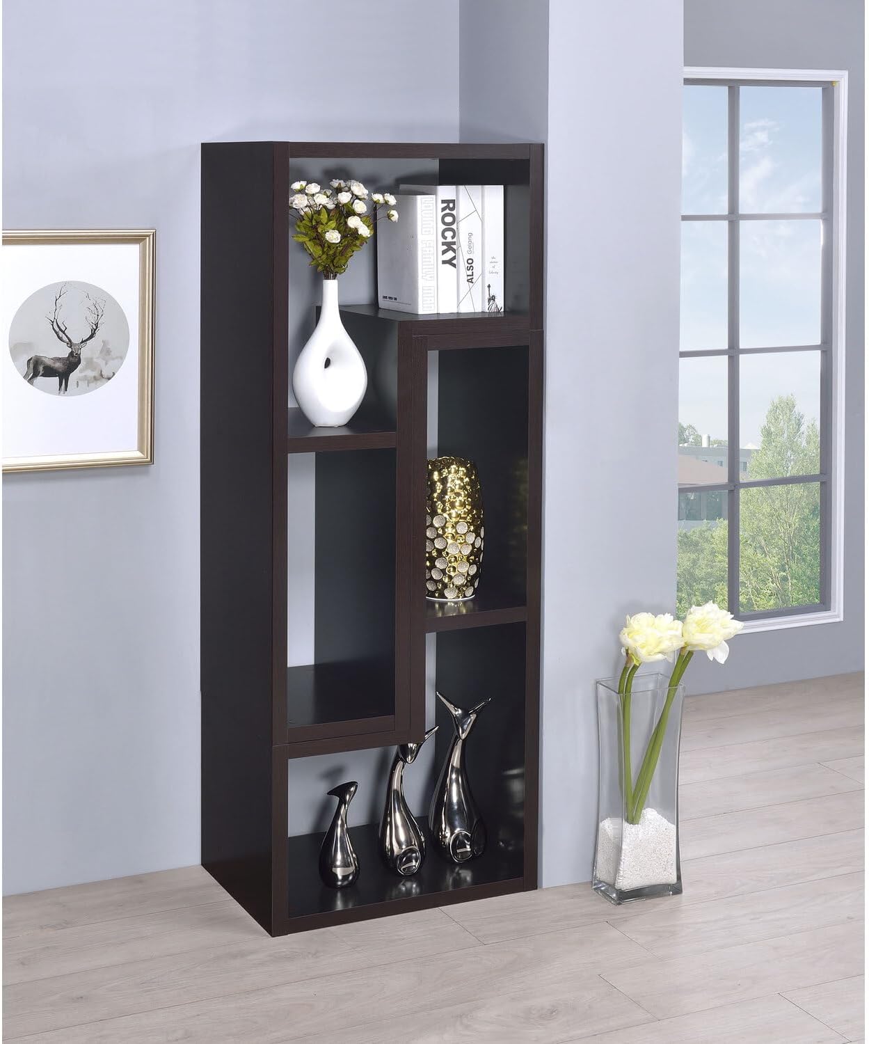 Coaster Furniture Convertible TV Console and Bookcase Combination Cappuccino 800329