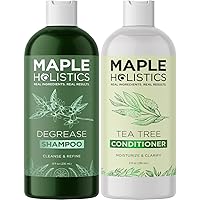 Vista 1 de Champú y acondicionador grasos para cabello y cuero cabelludo, champú desengrasante y acondicionador de árbol de té para cabello graso y cuero