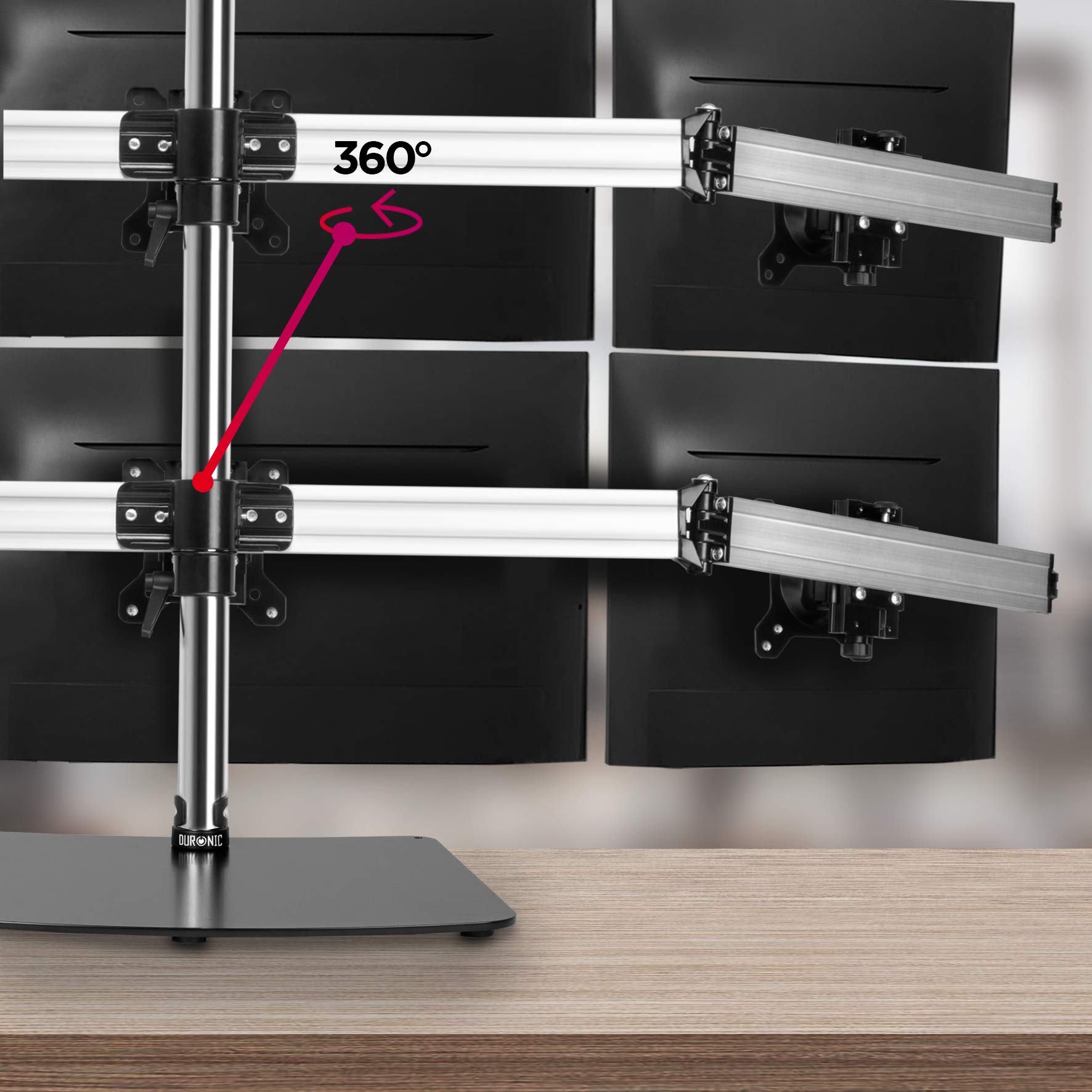 Duronic Supporto per 6 monitor DM756, autoportante, resistente, regolabile in altezza, per sei schermi LED LCD da 15-24", VESA 75/100, capacità 8 kg, inclinazione e rotazione