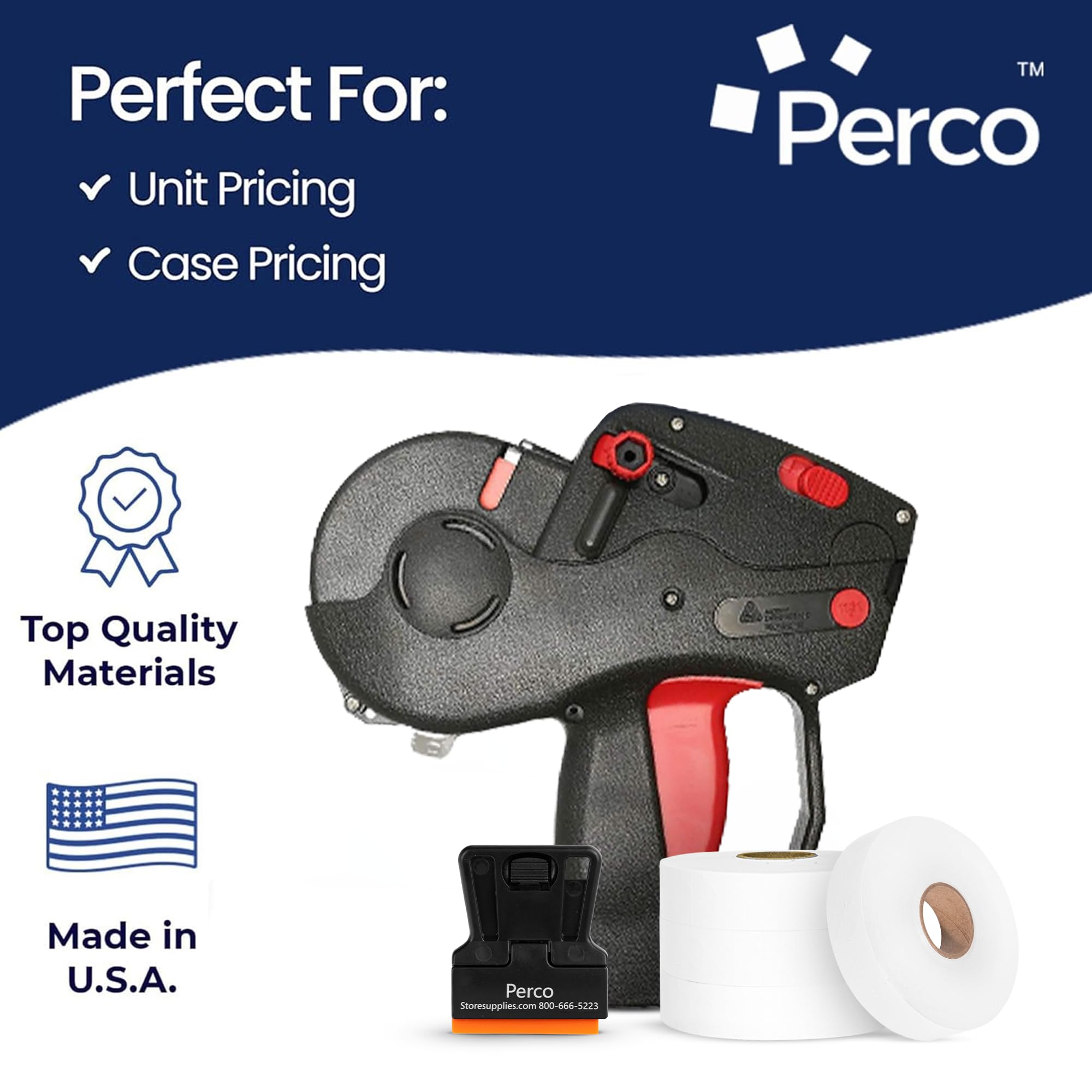 PERCO Monarch 1131 8-stellige Preisschilder, Etikettenaufkleber, Starter-Set, Preisauszeichner, inklusive Preisauszeichnungspistole, 10.000 weiße Preisauszeichnungsetiketten und Tinte