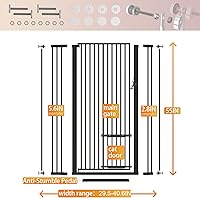 Vista 5 de Puerta extra alta para gatos de 55.11 pulgadas, 29.5-40.6 pulgadas de ancho, puerta para mascotas con puertas para gatos, kit de montaje a presión