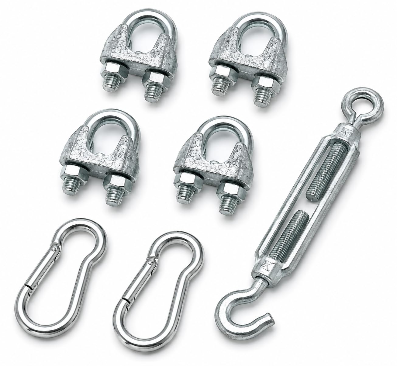 6mm GI Wire Rope U Clamp Kit with Snap Hook and Turnbuckle