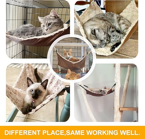 Miniatura 6 de JOYELF Hamaca para gatos, hamaca reversible tamaño mediano, cama suave para gatitos, hurones, cachorros o mascotas pequeñas