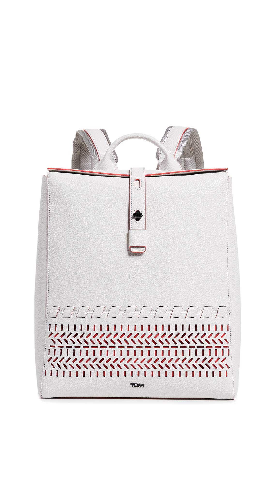 TUMI Georgica Mica Leather Backpack Jute Novelty red piping NEW Tumi Georgica KIMBELL 100% LEATHER 14.25” Laptop  main image 2