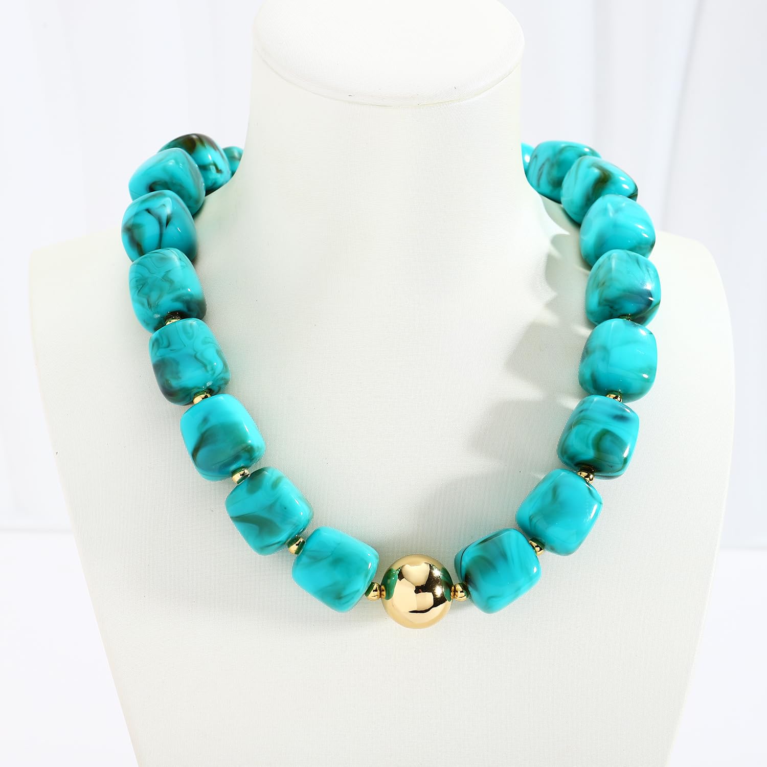 TENTMENTISE Chunky Colorful Beaded Choker Necklace for Women, Summer Beach Statement Resin Beads Necklace, Trendy Womens Summer Beach Jewelry Birthday Gifts for Vacation Holiday - 4