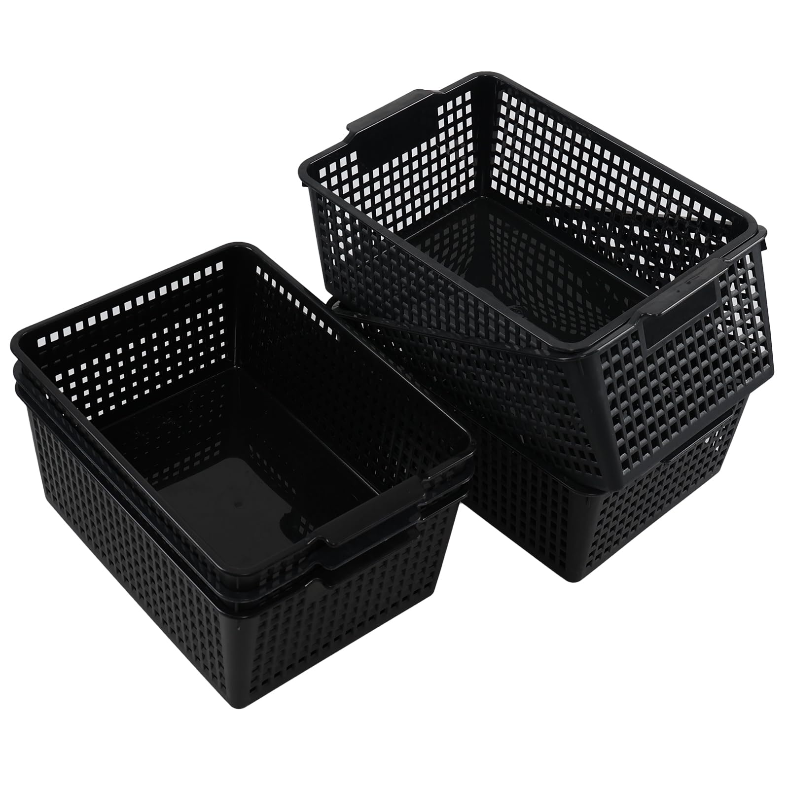 Panier de rangement en plastique noir Zopnny lot de 4 pour bureau