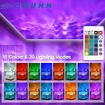 LOUHH Northern Lights Projector, Ocean Wave Projector - 16 Colors Gradual Rotating Flame Water Lamp 30 Lighting Modes, Underwater Projector Light for Bedroom/Party/Game Rooms