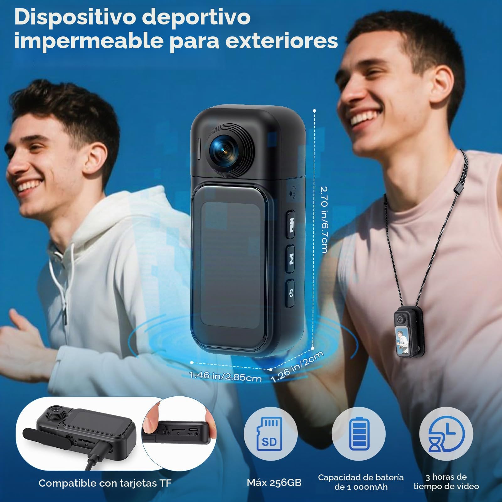 Cámara de acción 360° con pantalla táctil y batería de 8 horas, sumergible hasta 30 m con carcasa, cámara POV gran angular de 120° con más de 10 accesorios para ciclismo, viajes y deportes, incluyendo