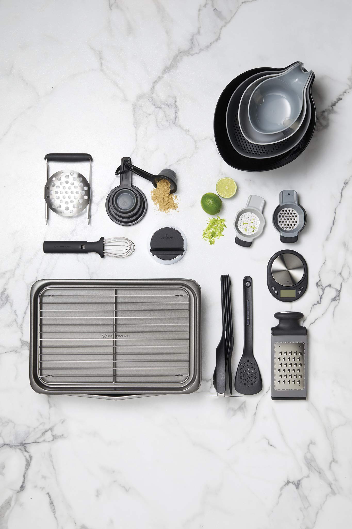 MasterClass Smart Space Stacking PTFE, PFOA and BPA Free Non-Stick Bakeware Set, 7 piezas bandejas de horno, caja de regalo, gris