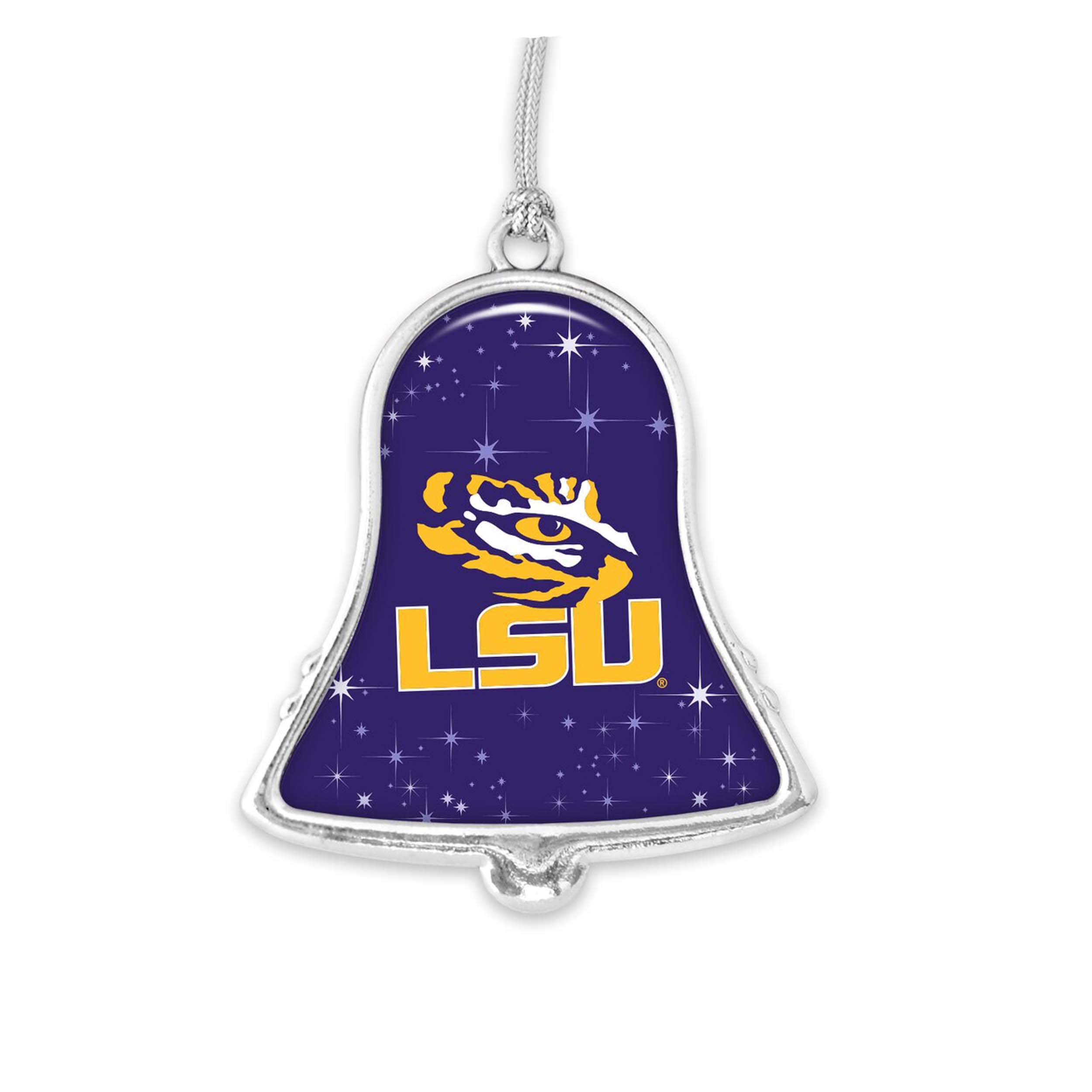 LSU Tigers Louisiana State Silver Bell Silver Metal Christmas Ornament Gift Decoration