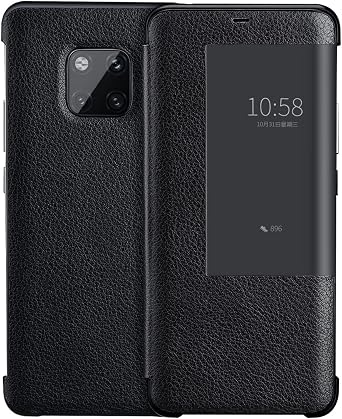Smartphone Flip Cover Compatible with Huawei Mate 20 Pro Case View Clear Smart Window,Luxury Flip Slim Mirror Hard PC Leather Flip Shockproof Protective Cover Compatible with Huawei Mate 20 Pro Phone