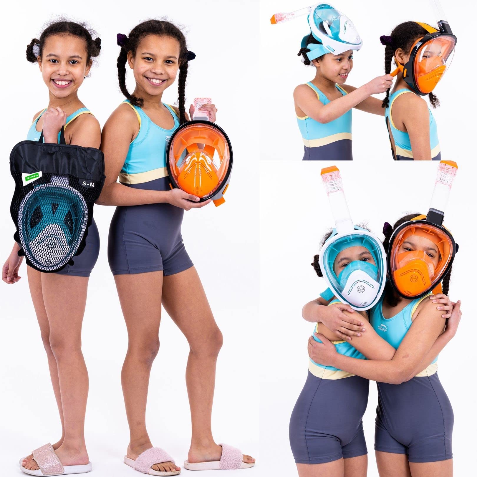 Full face snorkel mask scuba diving set for swimming snorkeling training adults and kids 6-14 Upgraded Version safety underwater breathing - Image 2