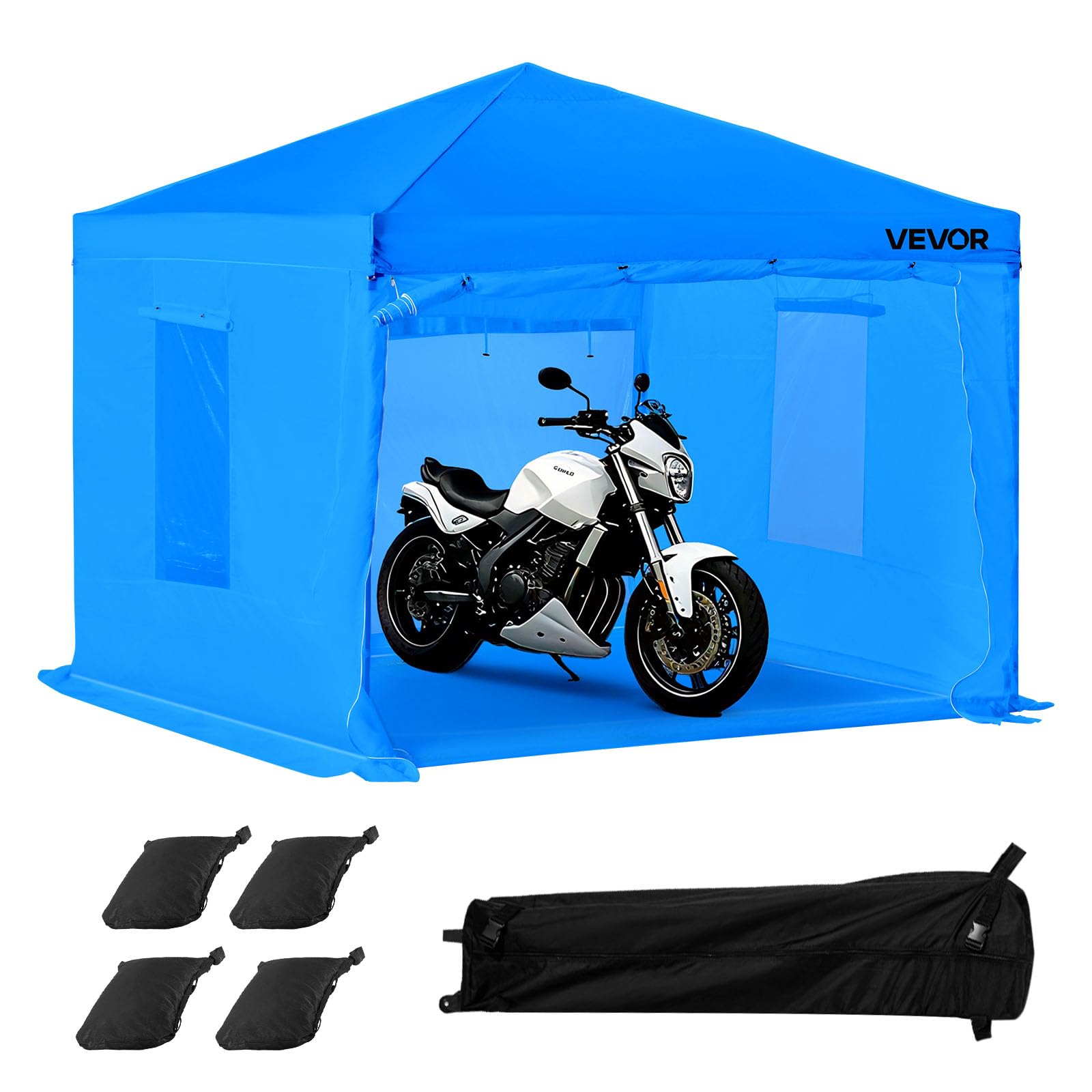 VEVOR Tenda per Cabina di Verniciatura a Spruzzo Portatile 293x293x181 cm Tenda per Verniciatura a Spruzzo Cabina Impermeabile e Pieghevole con 2 Finestre Laterali per Esterno, Auto, Moto, Blu
