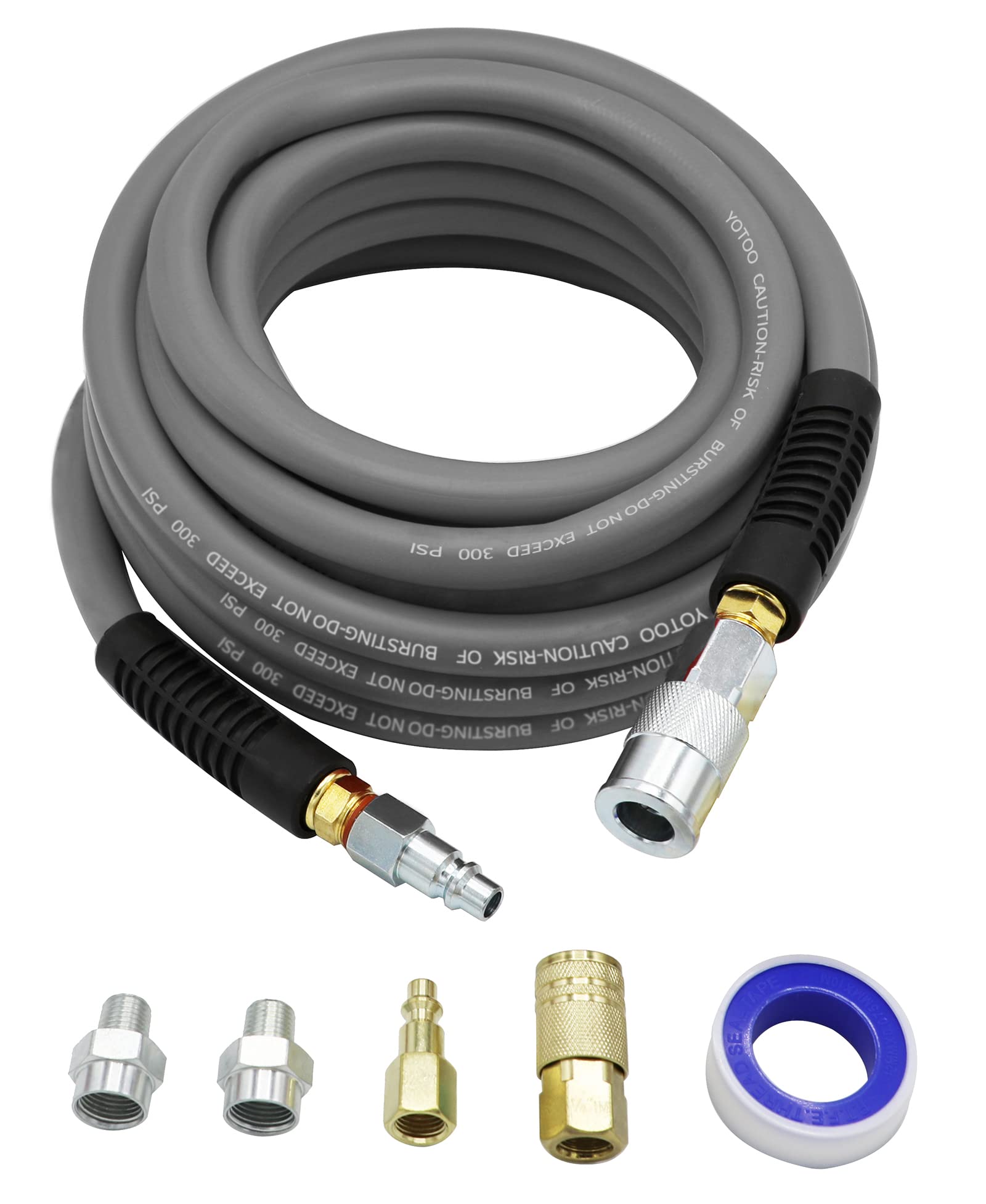 Universal Polyurethane Recoil Air Hose 1/4" X 25 Ft With Bend Restrictors Compressor Hose With 1 4 Industrial Quick Coupler And I M Plug Kit Red - View #8