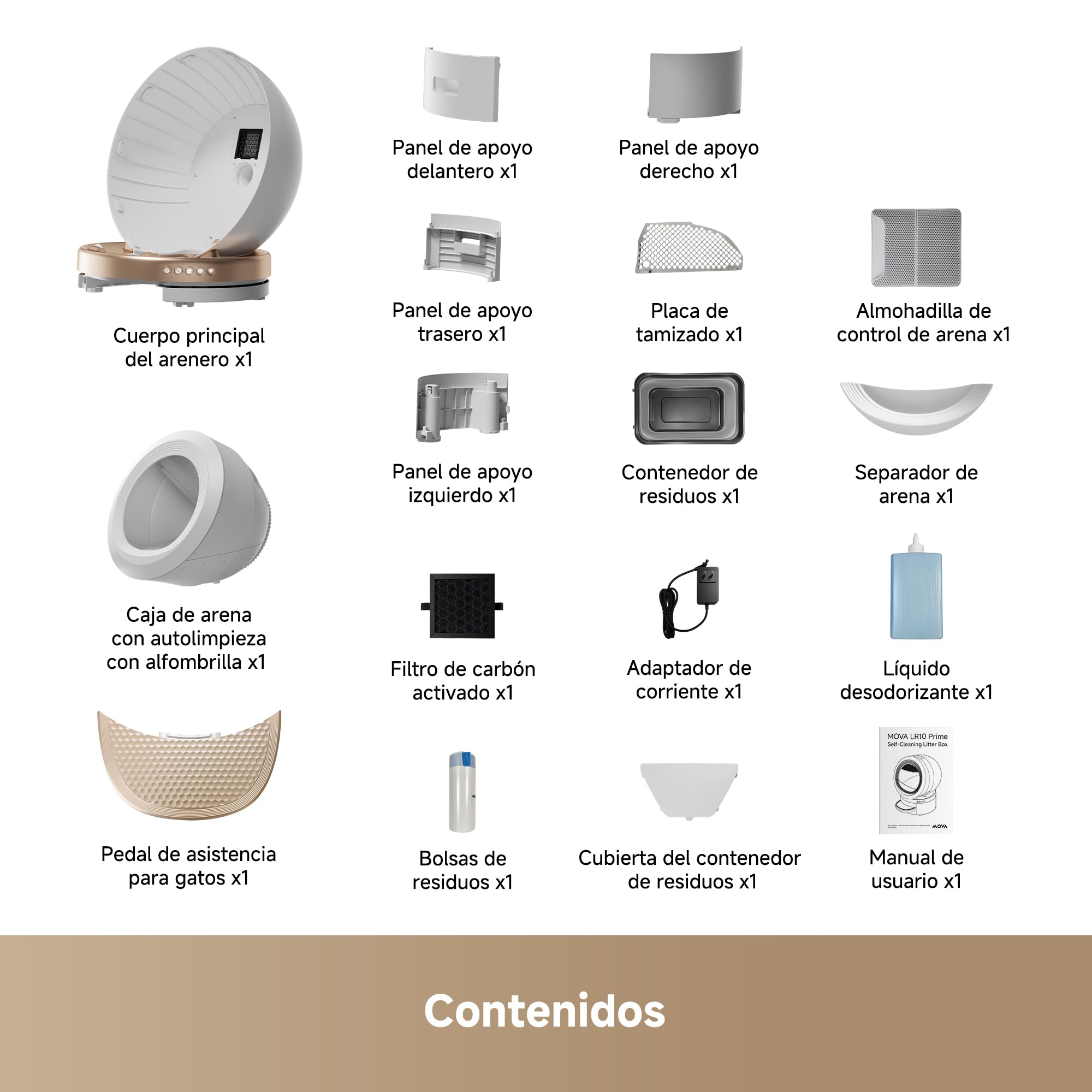 MOVA MeowgicPod LR10 Prime, arenero Inteligente para Gatos con Cabina de 110 L, 15 días sin intervenir, Aire Fresco, se extrae con Solo Tirar, monitorización, Control Remoto con la App