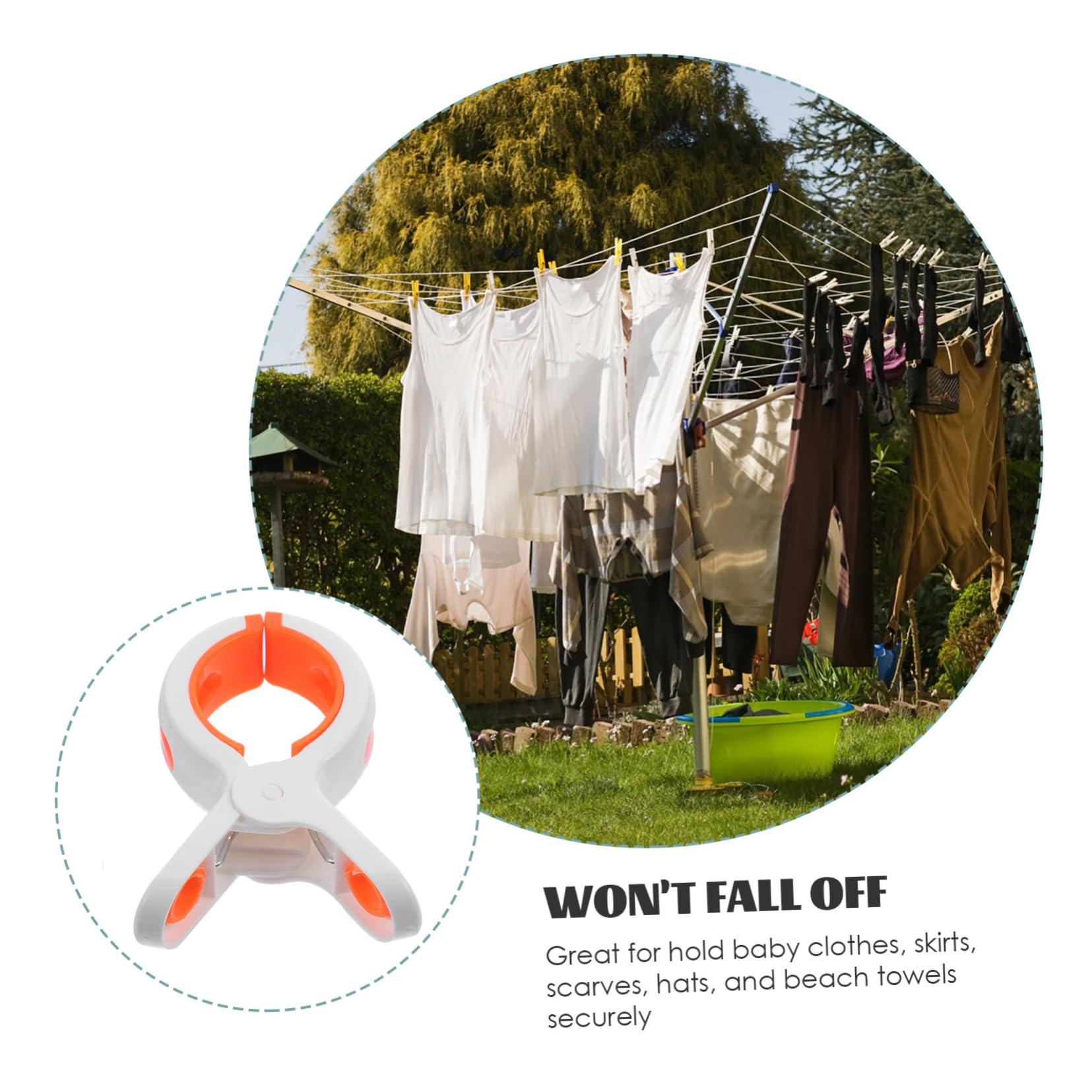 LABRIMP Pinzas para Ropa Resistentes al Viento de Plástico Abs para Toallas de Playa y Sillas de Jardín, Paquete de 12 Unidades de Color Blanco Portátiles para Exteriores
