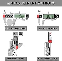 Vista 7 de Herramienta de medición de pinza digital de 6 pulgadas con pantalla LCD extra grande DCXD6-SS-54, micrómetro digital de pinza Vernier IP54, mide