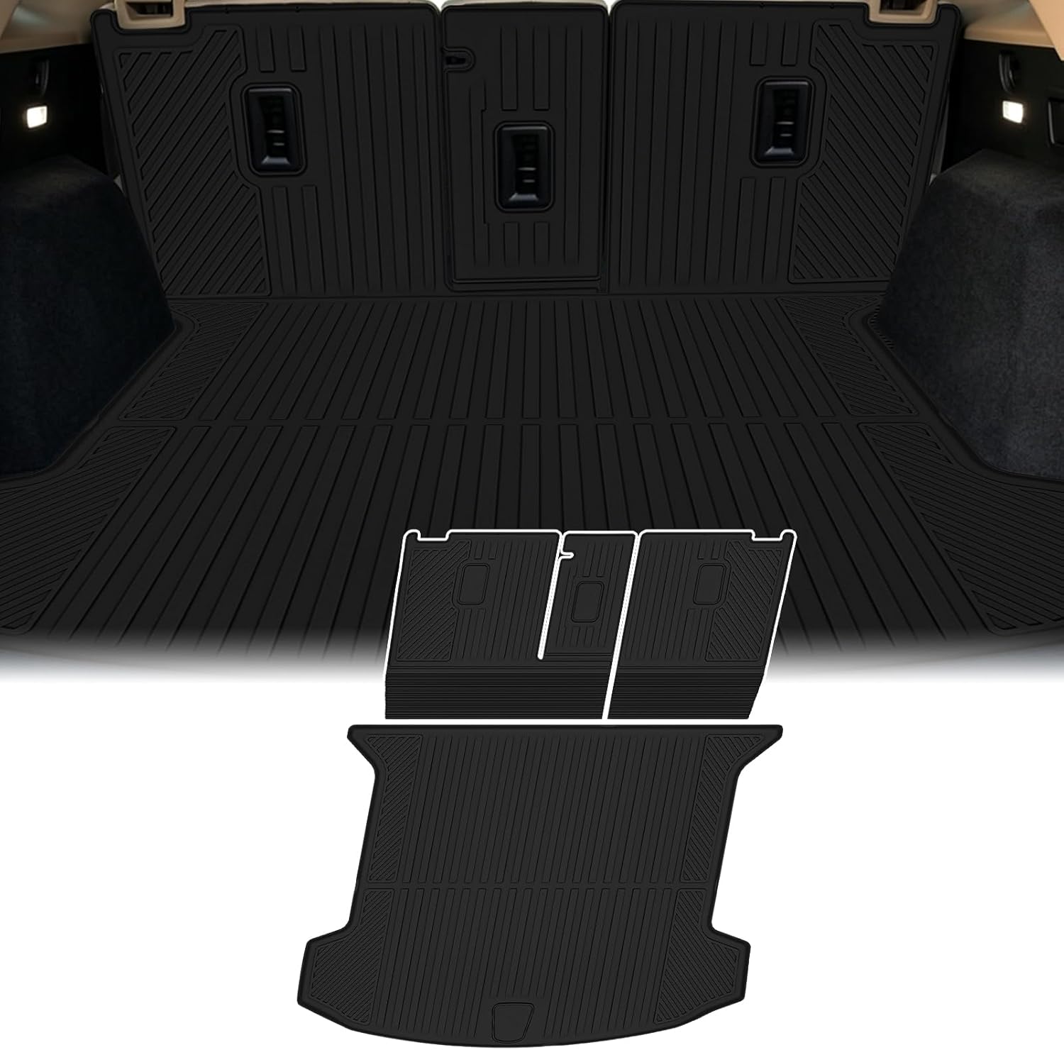 Cargo Liner Compatible with 2020-2025 Cadillac XT6 Trunk Mat Cargo Mat Back Seat Cover Protector (Backrest Mats+Trunk Mat)
