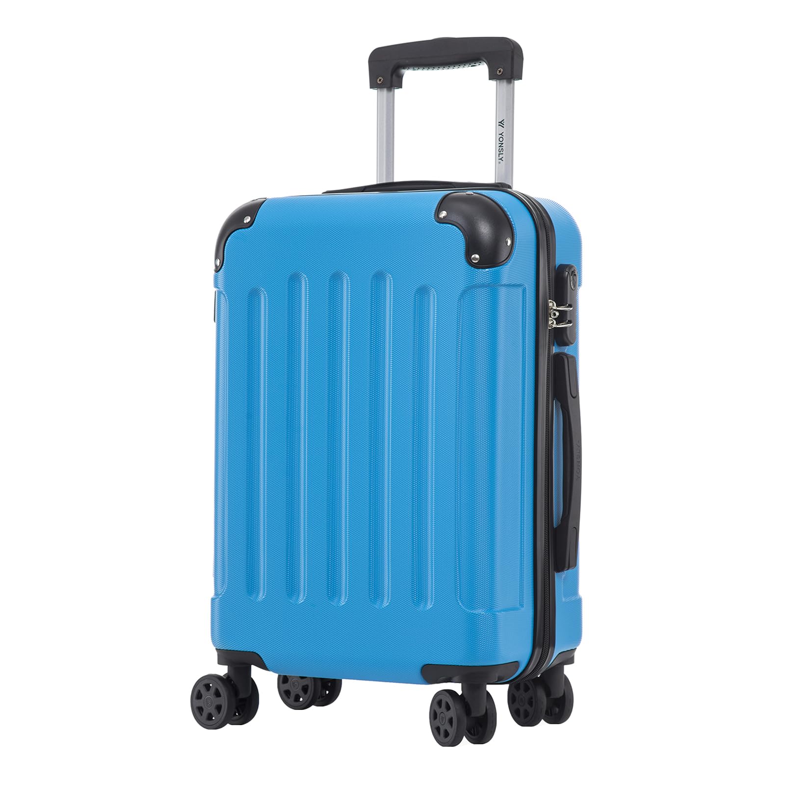 YONSLY Trolley Reisekoffer Set, Koffer Suitcase, Rollkoffer Handgepäck Hartschalenreisekoffer mit Zahlenschloss, 4 Rollen 360°, Weicher Gummigriff