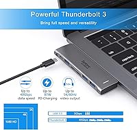 Vista 4 de Adaptador USB C para MacBook Pro/Air M1 M2 M3 2021 2020 2019 13" 15" 16", 6 en 1 USB-C Hub MacBook Pro Accesorios con 3 puertos USB 3.0, lector