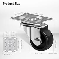 Vista 3 de Ruedas de plástico de perfil bajo (4, 1" negro)