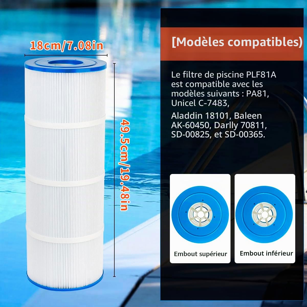 Cartouche de filtre de piscine de remplacement compatible avec SwimClear C3025, C3030, PA81, C-7483, FC-1225, FC-6425, Ultral-A3, filtre pour piscine et spa de natation