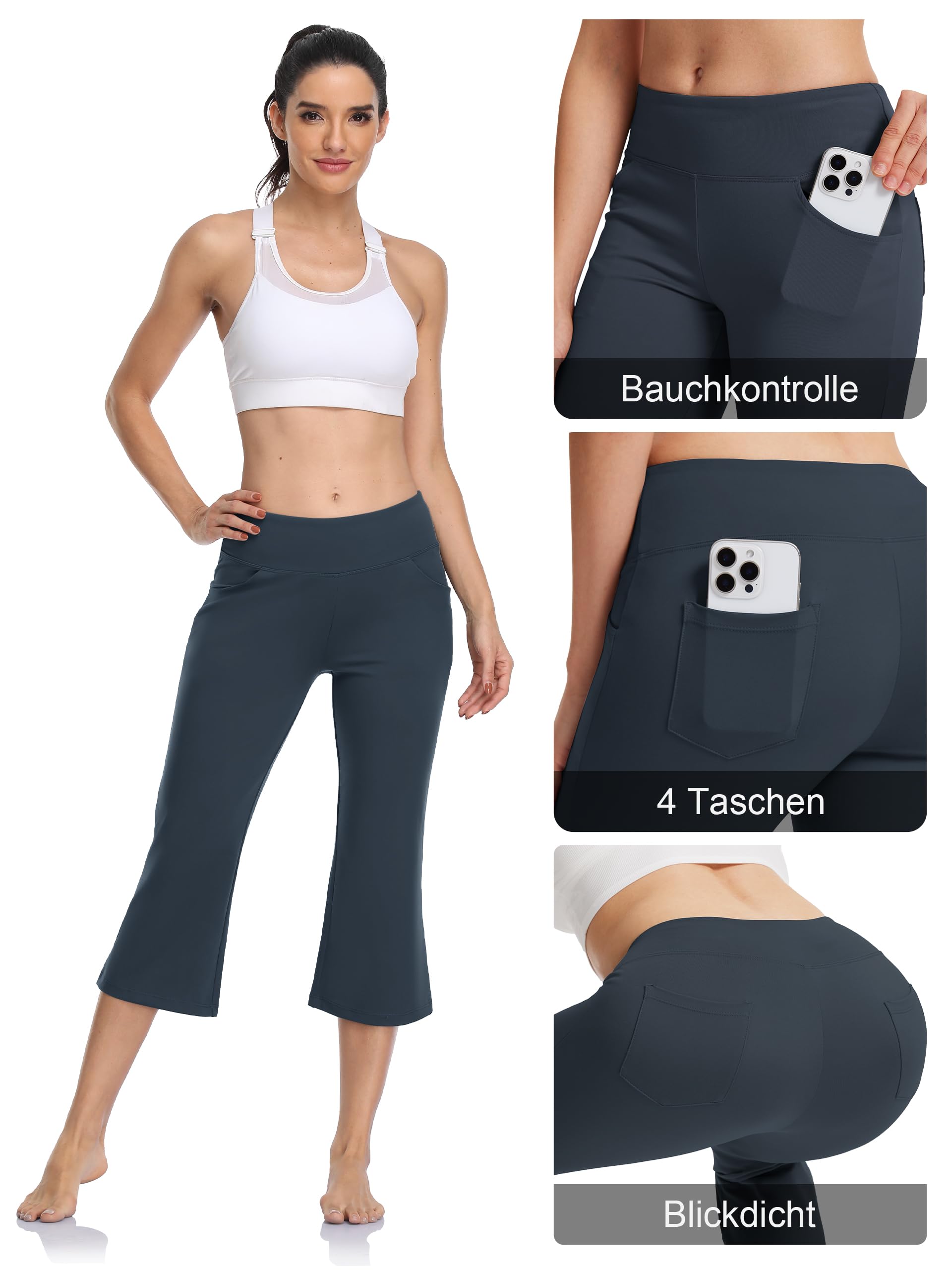 MOVE BEYOND Donna Pantaloni e Pinocchietti Bootleg da Yoga con 4 Tasche a Vita Alta Controllo di Pancia