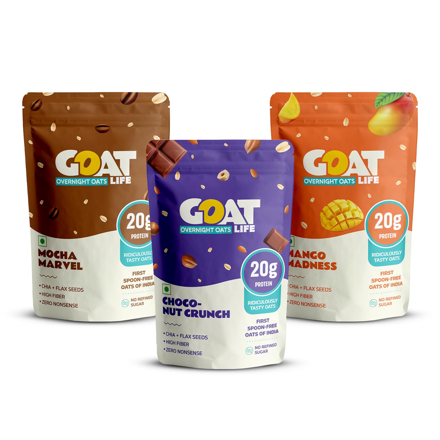 GoOAT Overnight Oats 2.07kg (Pack of 30) | Assorted High Protein (24g, 17g) | No Refined Sugar | Gluten-Free | Natural Breakfast Cereal | Ideal for Weight Management | Spoonfree Oatmeal-image-39