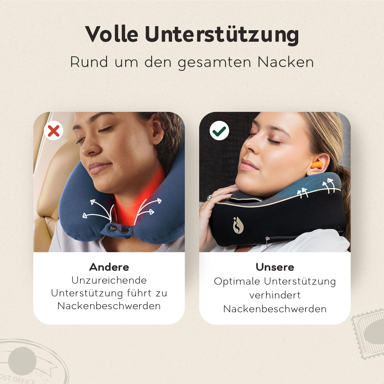 Reisekissen Mit Kapuze & Memory-Schaum – Nackenstütze Für Flugzeug, Auto & Büro
